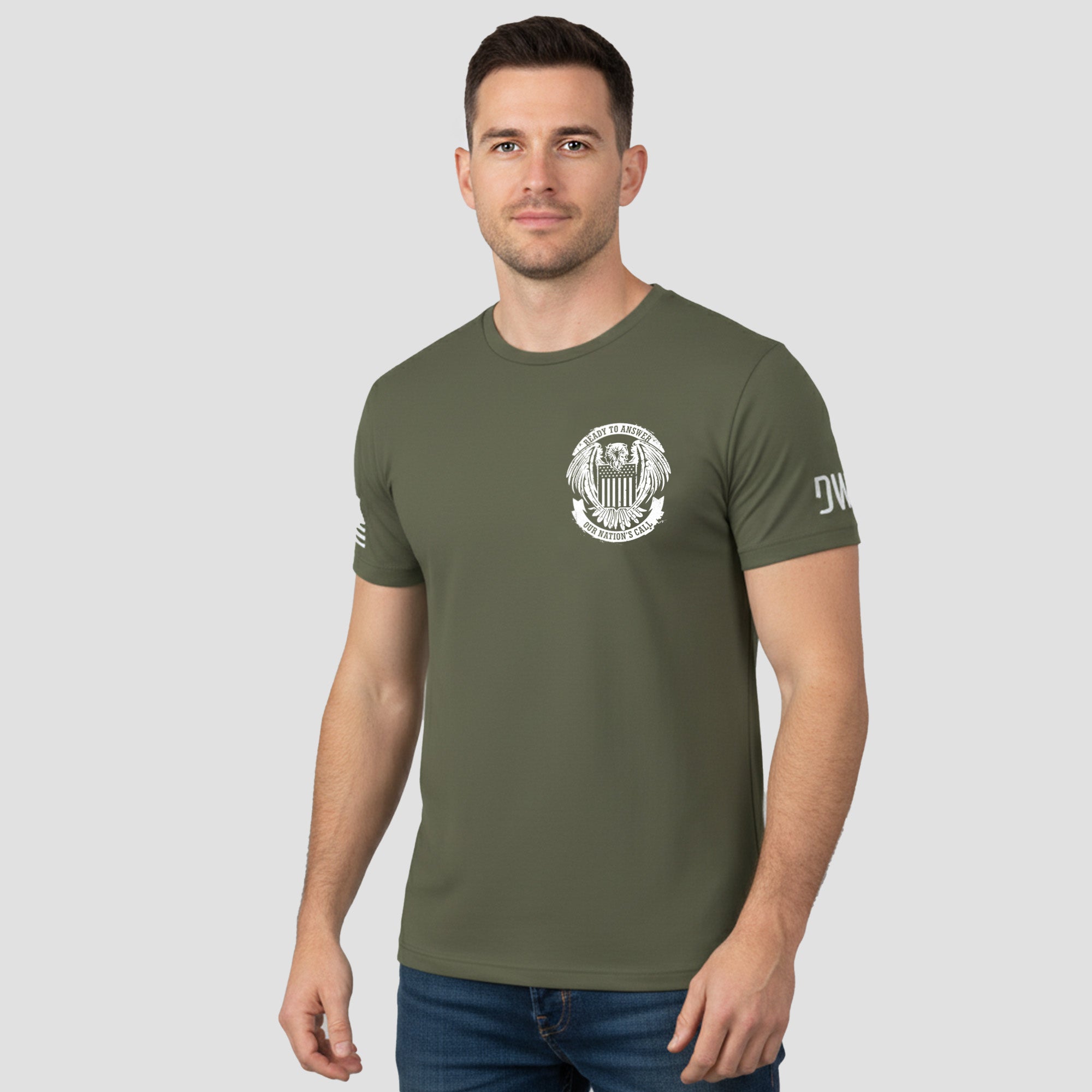 Black American Flag T-Shirt – Military Green XXX-Large, Proudly Printed In The USA - View #11