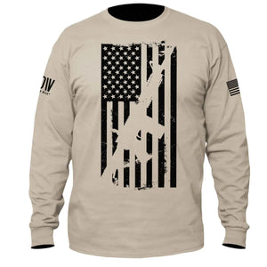 AR15 American Flag Long Sleeve T-Shirt - Dion Wear