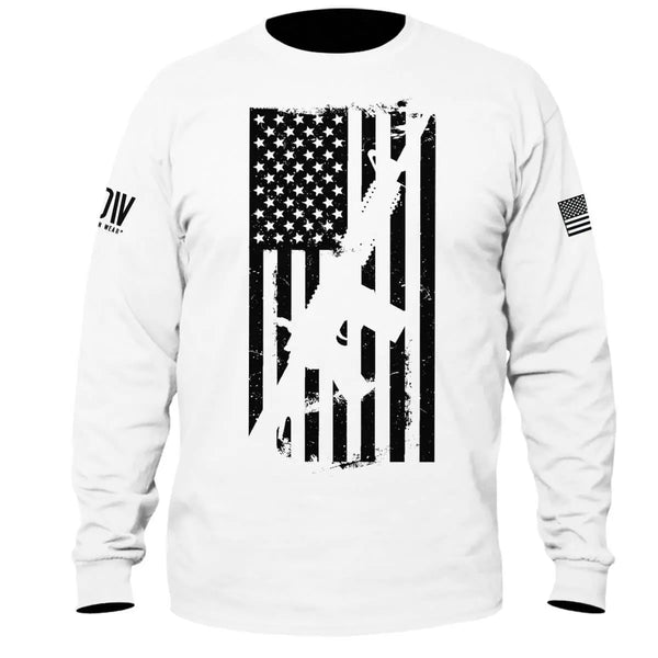 AR15 American Flag Long Sleeve T-Shirt - Dion Wear