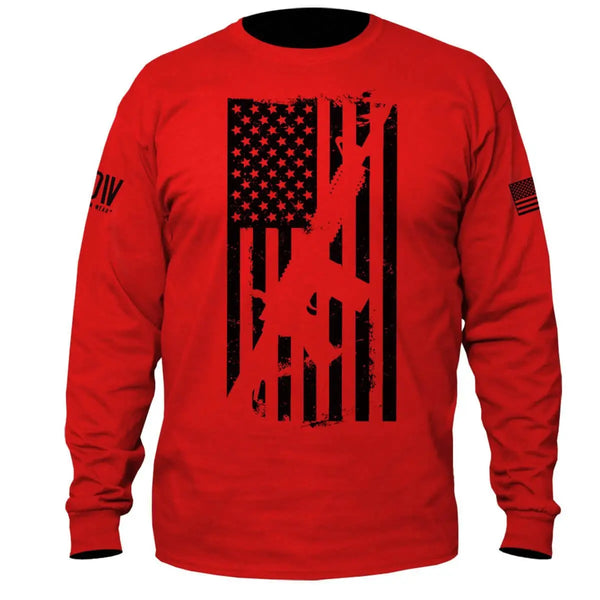 AR15 American Flag Long Sleeve T-Shirt - Dion Wear