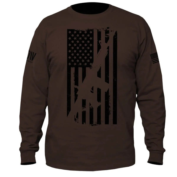 AR15 American Flag Long Sleeve T-Shirt - Dion Wear