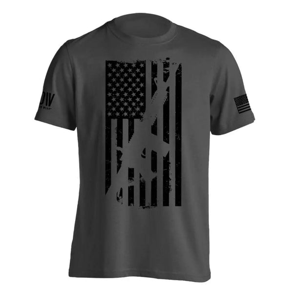 American Flag AR15 Rifle Men's T-Shirt - Dion Wear