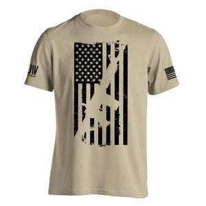 American Flag AR15 Rifle Men's T-Shirt - Dion Wear