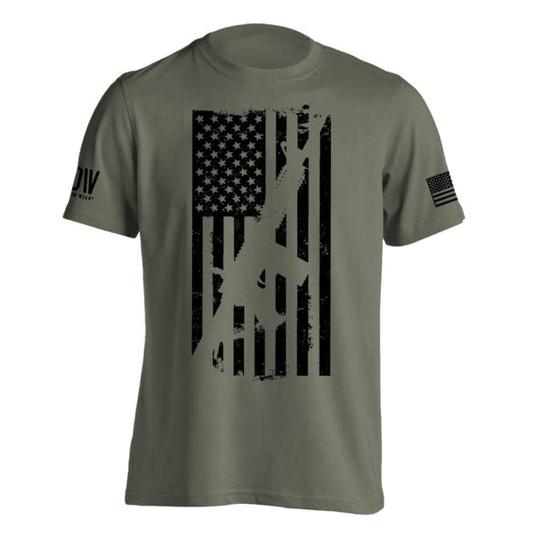 American Flag AR15 Rifle Men's T-Shirt - Dion Wear
