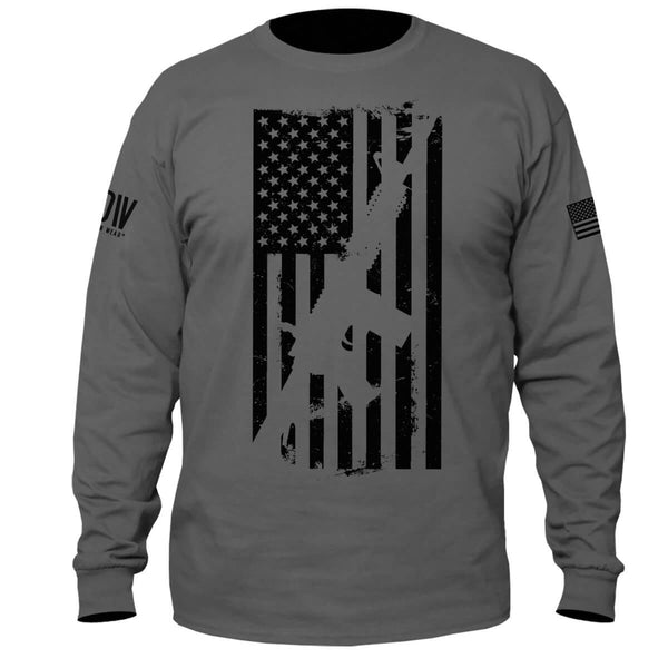 AR15 American Flag Long Sleeve T-Shirt - Dion Wear