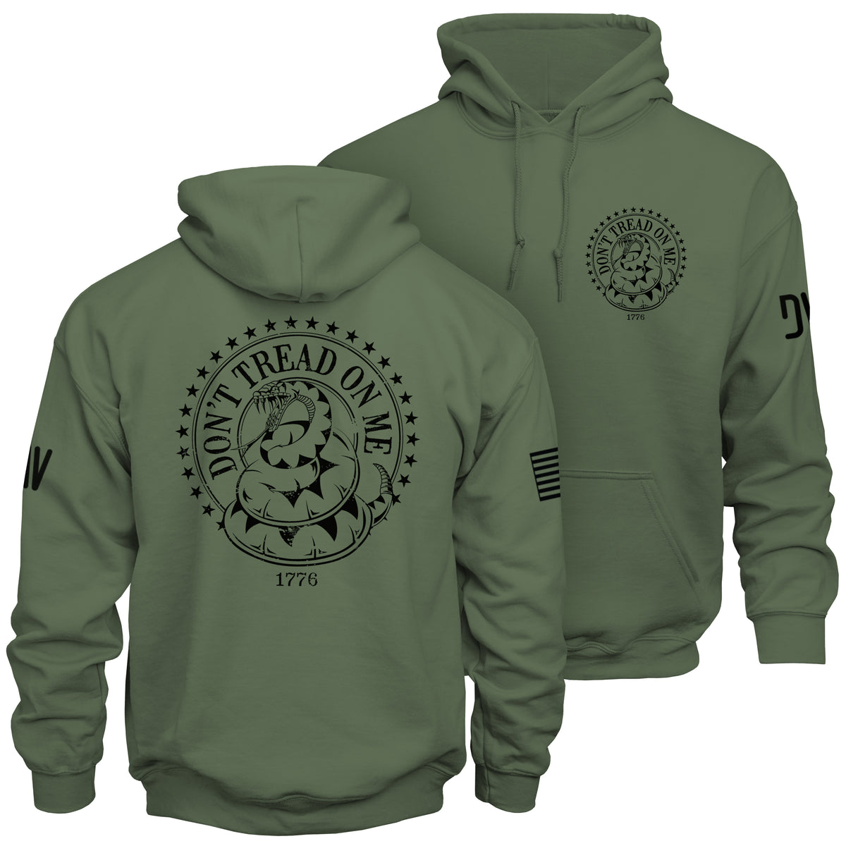 Gadsden Flag hoodie front and back