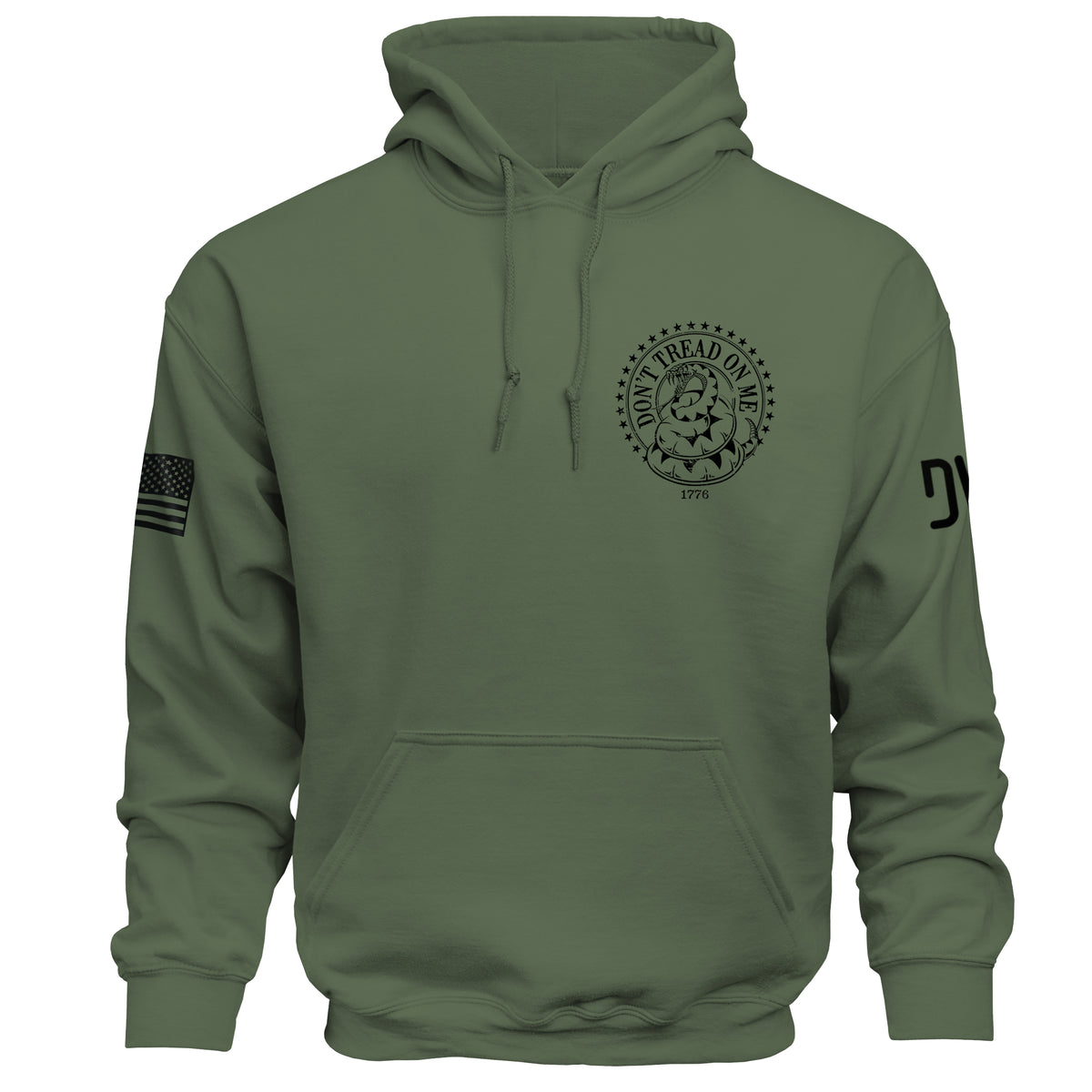 Gadsden flag hoodie front graphic