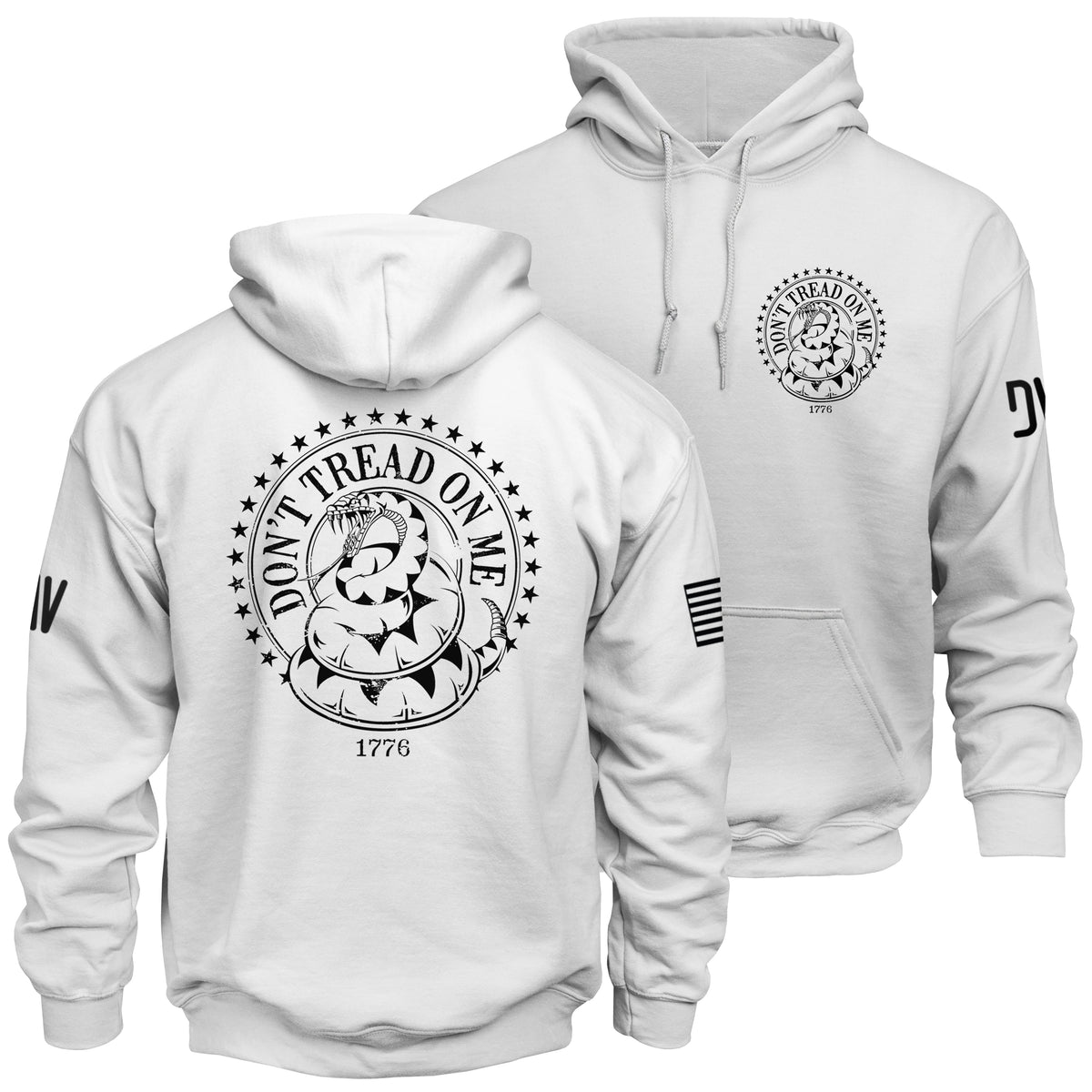 Don't Tread on Me Hoodie front and back model