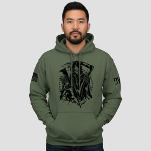 Men wearing Grim Reaper hoodie