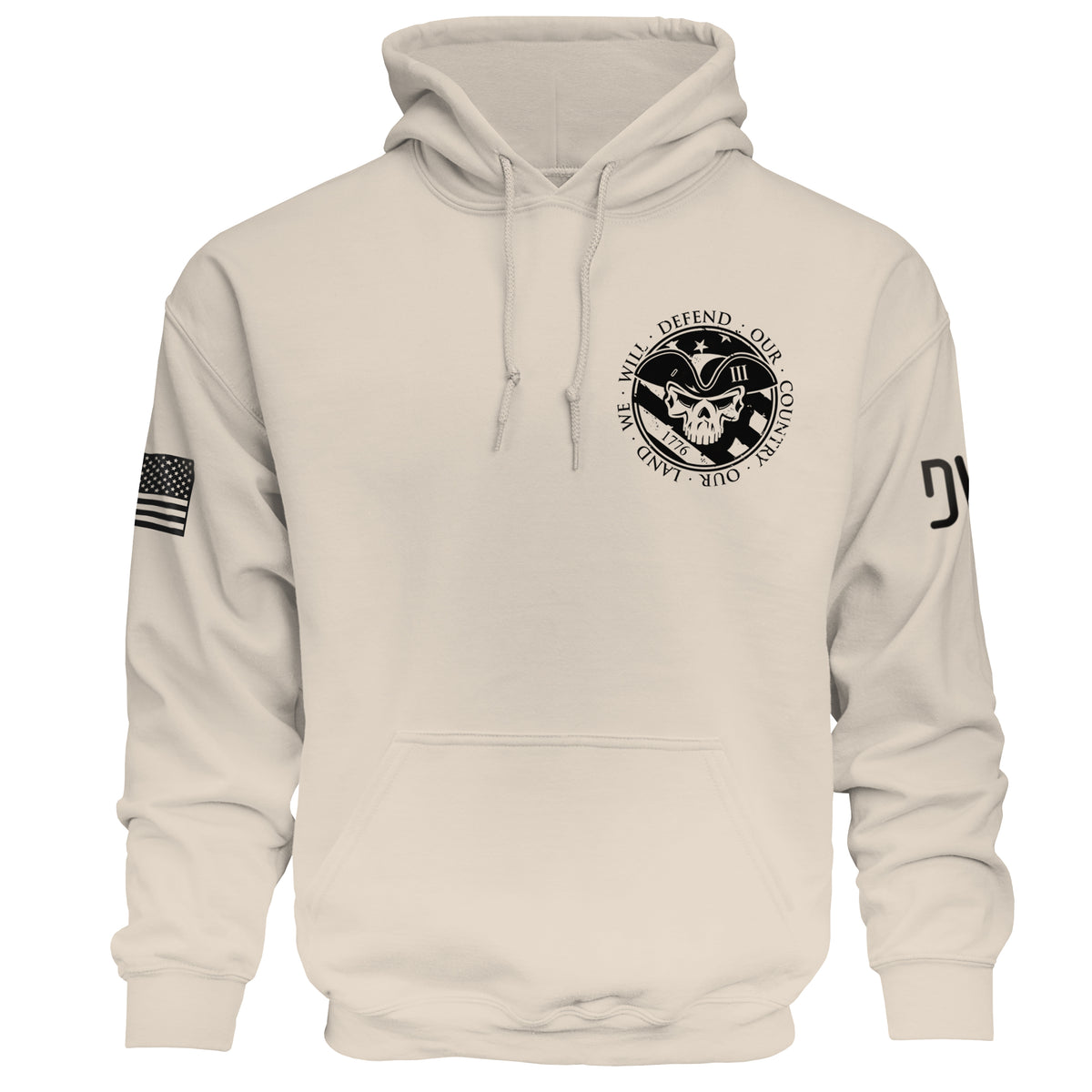 We Will Defend Hoodie front graphic