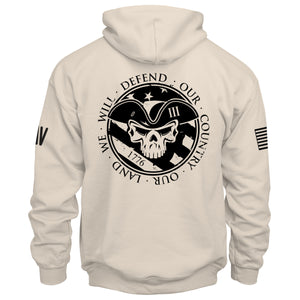 We Will Defend Hoodie back graphic 