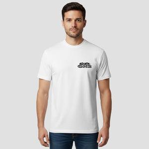 Man wearing Trust No One t-shirt