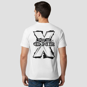 Trust No One t-shirt back graphic