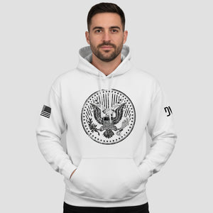 Men wearing US Presidential Seal hoodie