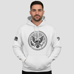 Men wearing US Presidential Seal hoodie